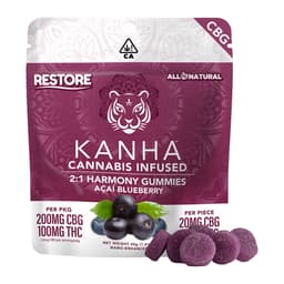 Ratio (CBN/CBD)-Kanha-Acai Blueberry 2:1 CBG THC Restore Gummies-image-1